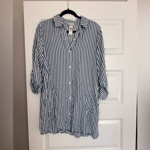 Tommy Bahama Navy and White Striped Shirt dress cover up